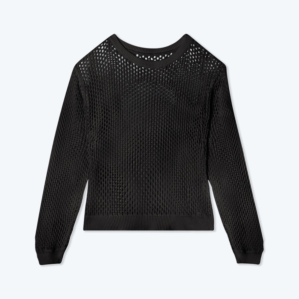 Summersalt Fishnet Crewneck Cover-Up Black SMALL